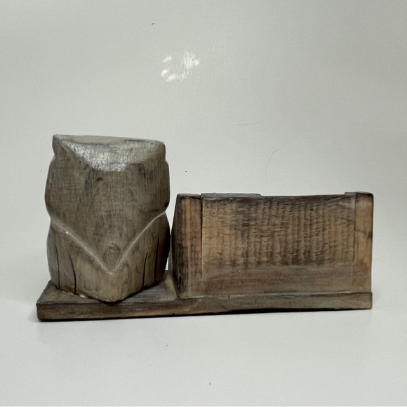 Vintage Wood Black Reusable Perpetual Calendar Owl Block Rustic Distressed - Picture 3 of 10